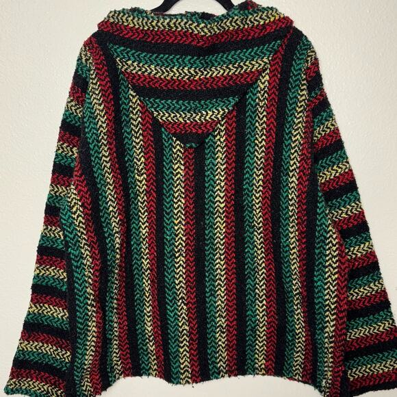 Baja Joe Mexican Baja Hoodie Sweater Pullover Rasta Red yellow green unisex MED - Picture 13 of 15
